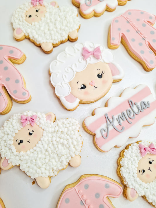 Sheep Baby Shower Royal Icing Sugar Cookies